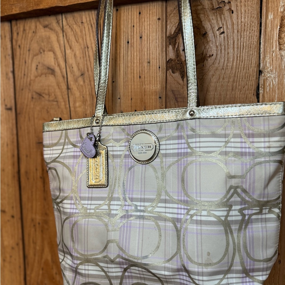 Coach F17474 Signature Multicolor Tartan Tote Shoulder Bag - Picture 2 of 14